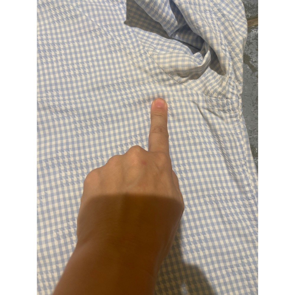 Bugatchi Shaped Fit Mens XL Long Sleeve Button Down Shirt Blue Gingham Check - Picture 6 of 10